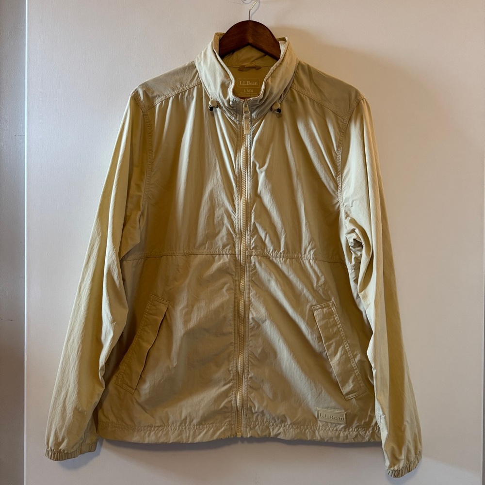 L.L. Bean Men’s Light & Airy Windbreaker Jacket Size Large Tan Coastal Gorpcore